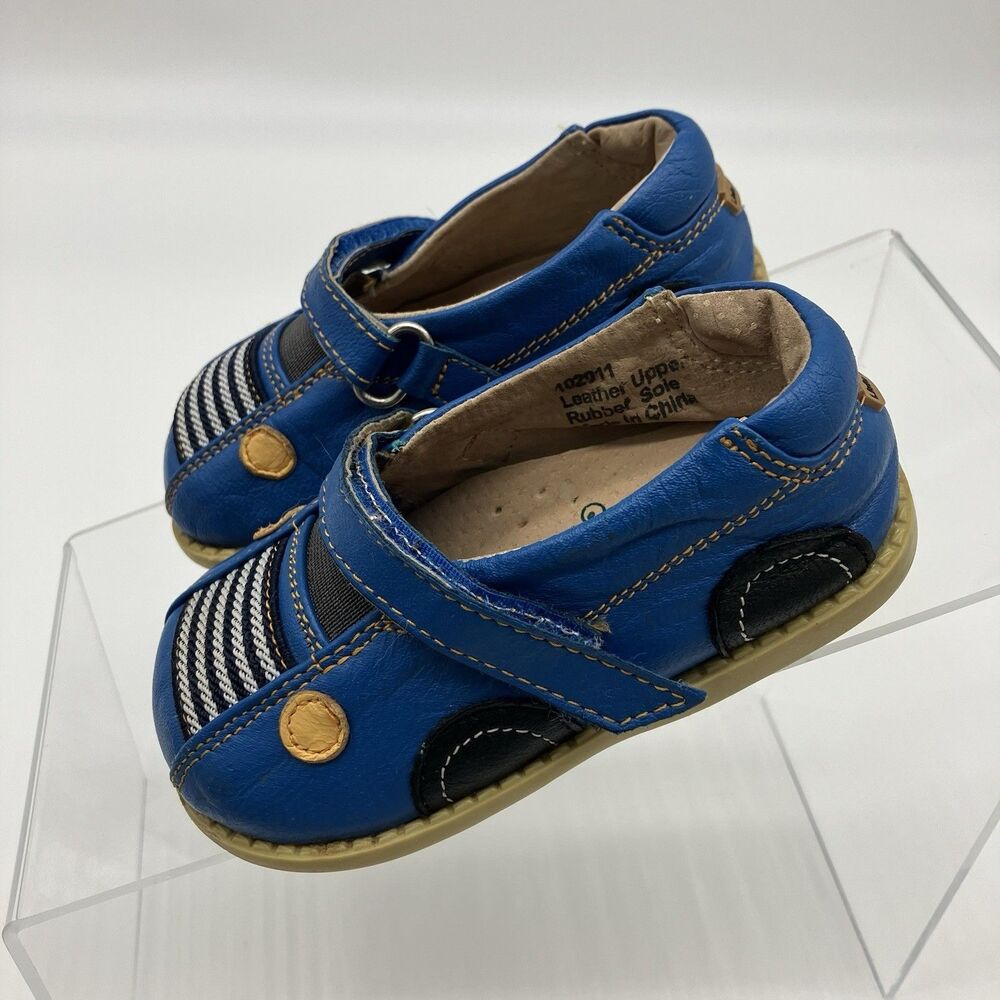 Livie & Luca Leather Shoes Blue Car Sz 5 Toddler Whimsical Storybook Boutique